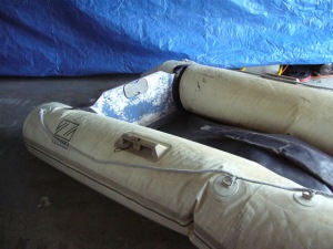 Inflatable boat paint restoration